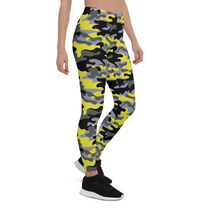 Yellow and Gray Camo Leggings