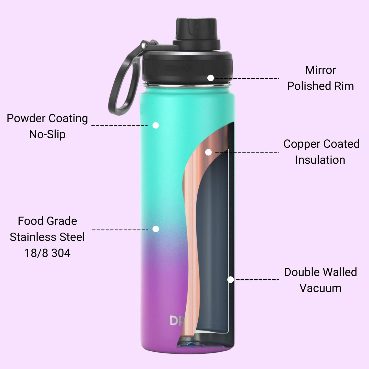 22oz Stainless Steel Water Bottle