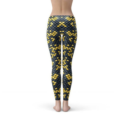 Dark Gray and Yellow Fish Scales Leggings