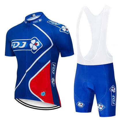 Conjunto de maillot de ciclismo Pro Team - Conjunto de babero de ciclismo para hombre FDJ 20D